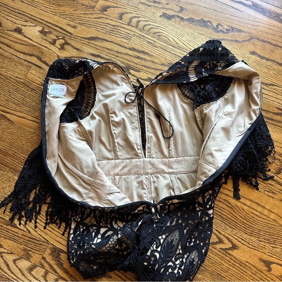 Saylor Black Lace Fully Lined Romper S - Picture 7 of 11